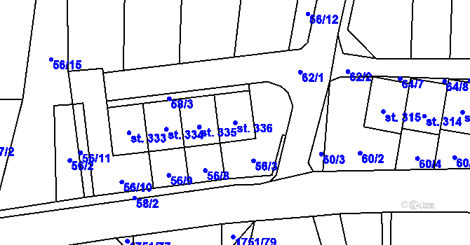 Parcela st. 336 v KÚ Karle, Katastrální mapa