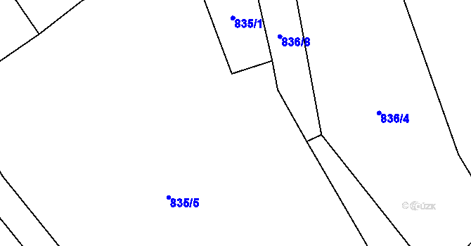 Parcela st. 835/2 v KÚ Karle, Katastrální mapa