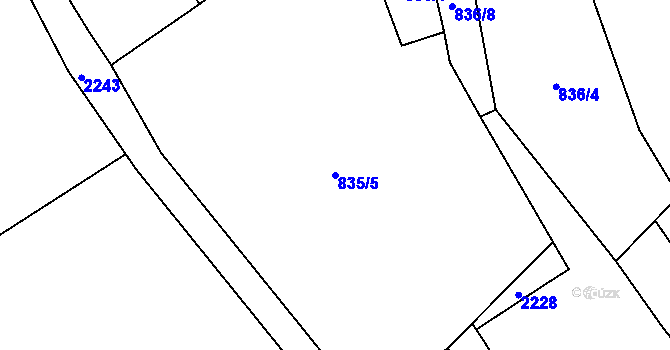 Parcela st. 835/5 v KÚ Karle, Katastrální mapa