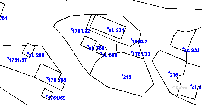 Parcela st. 351 v KÚ Karle, Katastrální mapa