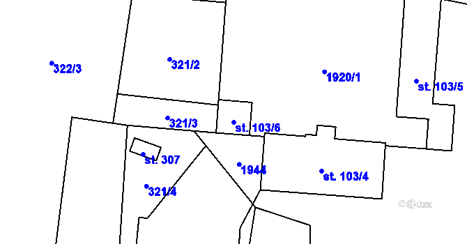Parcela st. 103/6 v KÚ Karle, Katastrální mapa