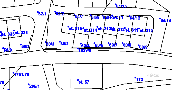 Parcela st. 60/5 v KÚ Karle, Katastrální mapa