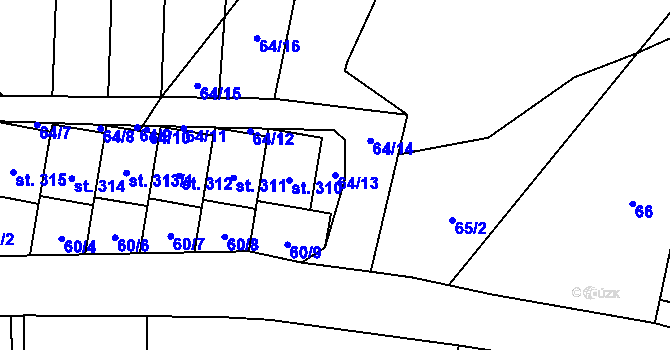 Parcela st. 64/13 v KÚ Karle, Katastrální mapa
