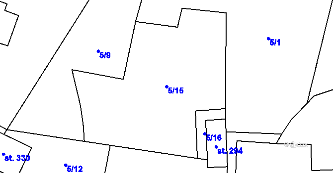Parcela st. 5/15 v KÚ Karle, Katastrální mapa