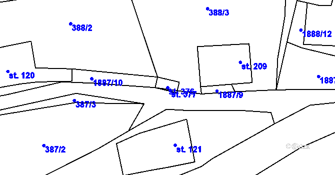 Parcela st. 376 v KÚ Karle, Katastrální mapa