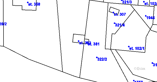 Parcela st. 382 v KÚ Karle, Katastrální mapa