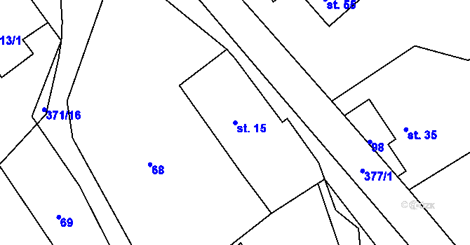 Parcela st. 15 v KÚ Ostrý Kámen, Katastrální mapa
