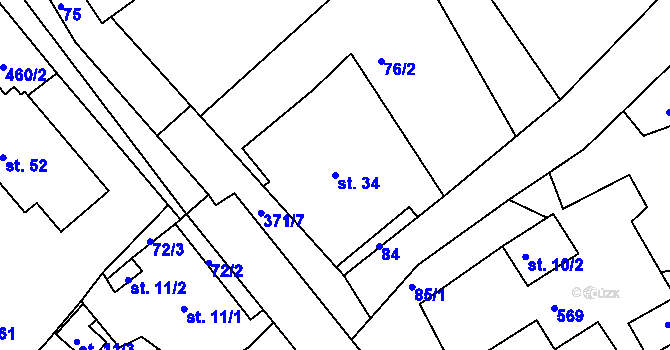 Parcela st. 34 v KÚ Ostrý Kámen, Katastrální mapa