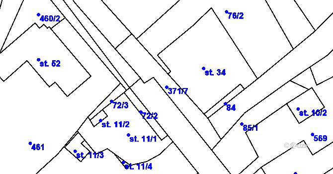 Parcela st. 371/7 v KÚ Ostrý Kámen, Katastrální mapa