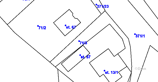 Parcela st. 71/3 v KÚ Ostrý Kámen, Katastrální mapa