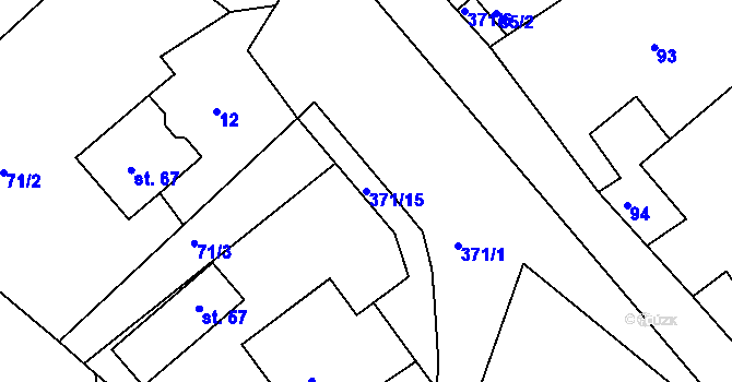 Parcela st. 371/15 v KÚ Ostrý Kámen, Katastrální mapa