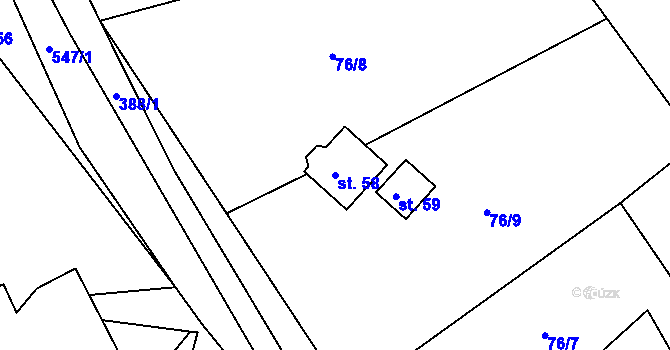 Parcela st. 58 v KÚ Ostrý Kámen, Katastrální mapa