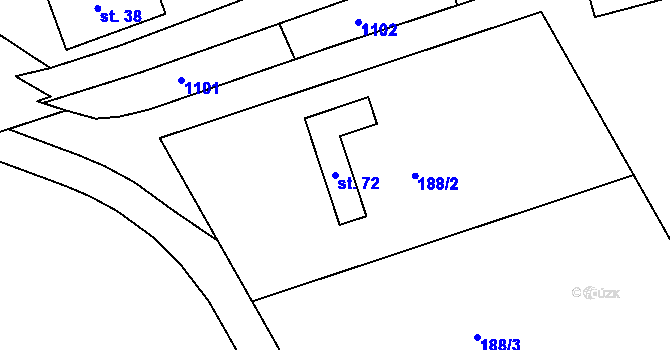 Parcela st. 72 v KÚ Ostrý Kámen, Katastrální mapa