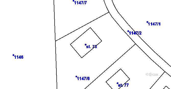 Parcela st. 73 v KÚ Ostrý Kámen, Katastrální mapa