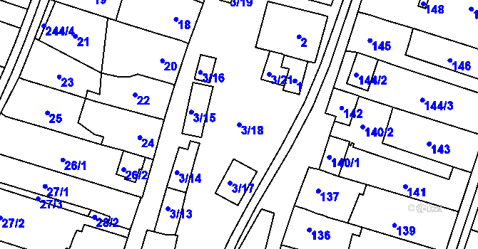 Parcela st. 3/18 v KÚ Karlín na Moravě, Katastrální mapa