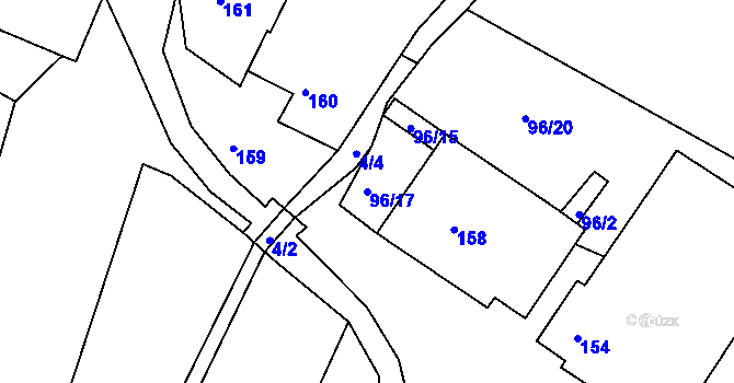 Parcela st. 96/17 v KÚ Karlín na Moravě, Katastrální mapa