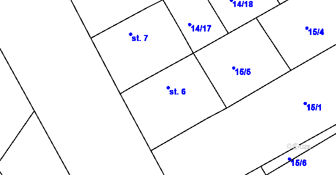 Parcela st. 6 v KÚ Karlov, Katastrální mapa