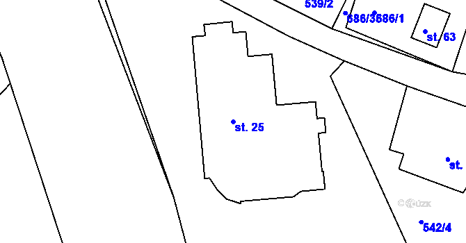 Parcela st. 25 v KÚ Karlov, Katastrální mapa