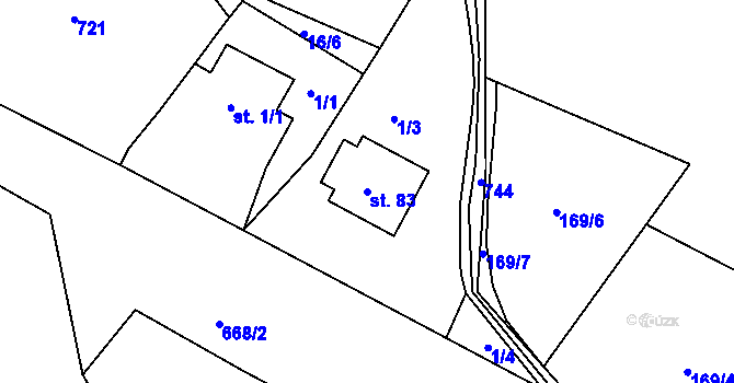 Parcela st. 83 v KÚ Karlov, Katastrální mapa