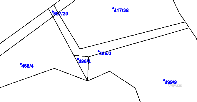 Parcela st. 486/3 v KÚ Karlov, Katastrální mapa