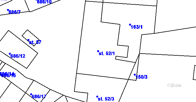 Parcela st. 52/1 v KÚ Karlov, Katastrální mapa