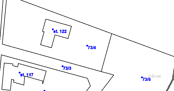 Parcela st. 73/4 v KÚ Karlov, Katastrální mapa