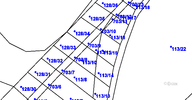 Parcela st. 113/11 v KÚ Karlov, Katastrální mapa