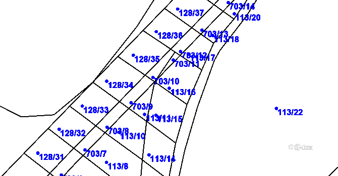 Parcela st. 113/16 v KÚ Karlov, Katastrální mapa