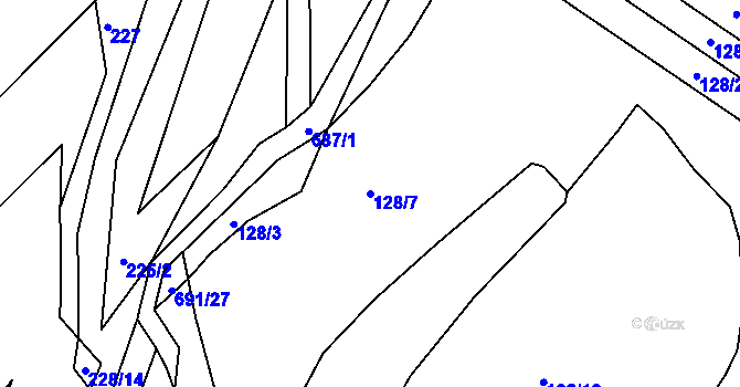 Parcela st. 128/7 v KÚ Karlov, Katastrální mapa