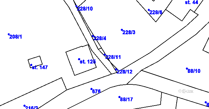 Parcela st. 228/11 v KÚ Karlov, Katastrální mapa