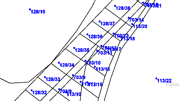 Parcela st. 703/11 v KÚ Karlov, Katastrální mapa
