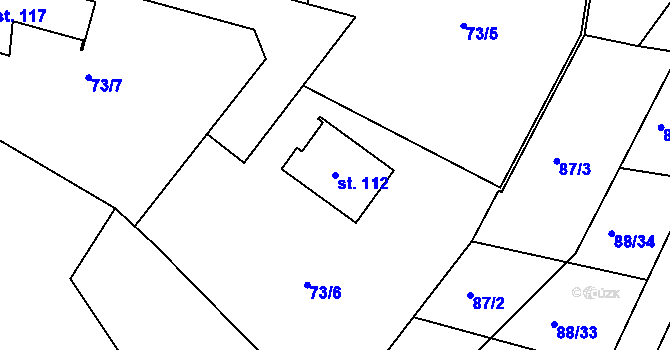 Parcela st. 112 v KÚ Karlov, Katastrální mapa