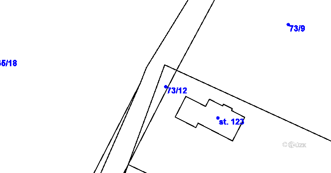 Parcela st. 73/12 v KÚ Karlov, Katastrální mapa