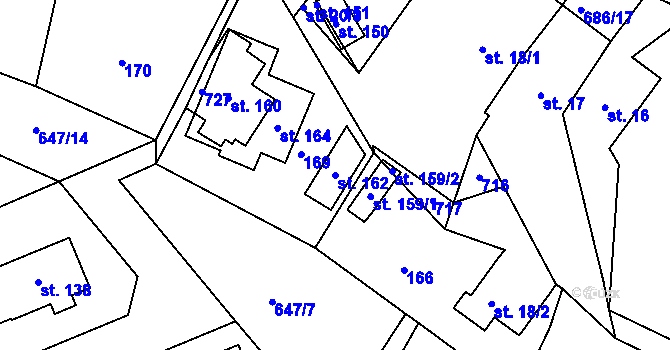 Parcela st. 162 v KÚ Karlov, Katastrální mapa