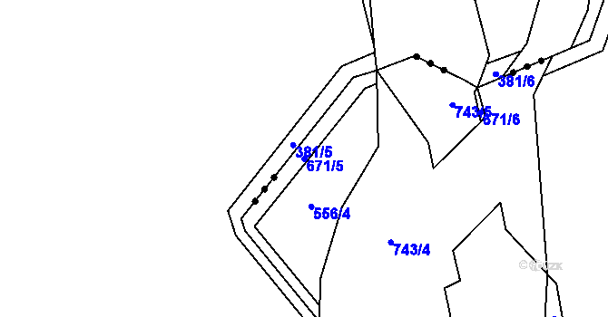 Parcela st. 671/5 v KÚ Karlovec, Katastrální mapa