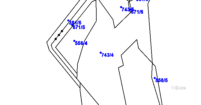 Parcela st. 743/4 v KÚ Karlovec, Katastrální mapa
