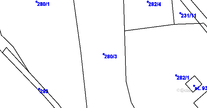 Parcela st. 280/3 v KÚ Nová Pláň, Katastrální mapa