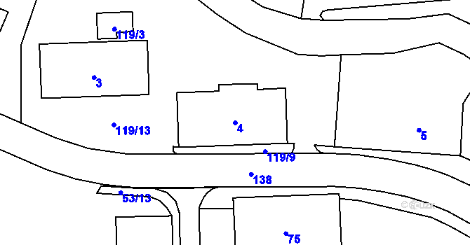 Parcela st. 4 v KÚ Karlova Studánka, Katastrální mapa