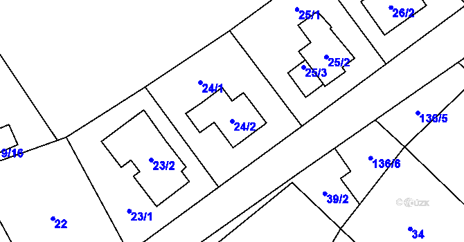 Parcela st. 24/2 v KÚ Karlova Studánka, Katastrální mapa