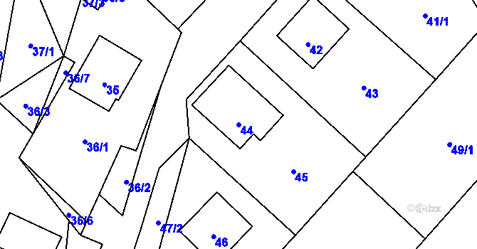 Parcela st. 44 v KÚ Karlova Studánka, Katastrální mapa