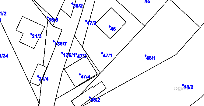 Parcela st. 47/1 v KÚ Karlova Studánka, Katastrální mapa
