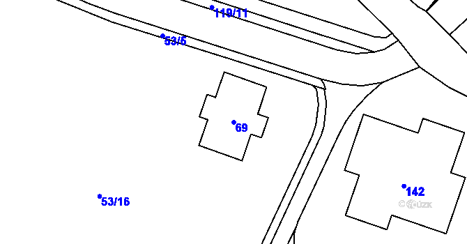 Parcela st. 69 v KÚ Karlova Studánka, Katastrální mapa