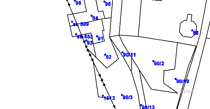 Parcela st. 92 v KÚ Karlova Studánka, Katastrální mapa