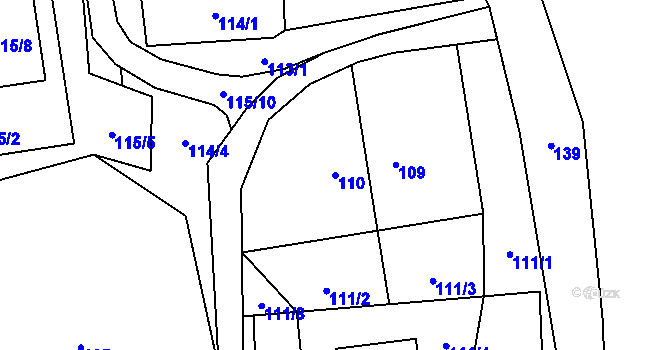 Parcela st. 110 v KÚ Karlova Studánka, Katastrální mapa