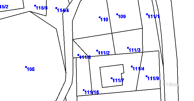 Parcela st. 111/2 v KÚ Karlova Studánka, Katastrální mapa