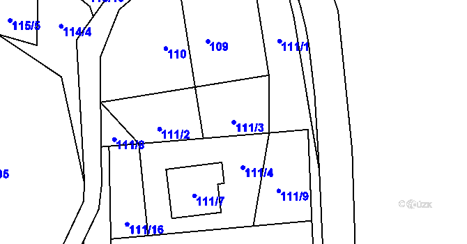 Parcela st. 111/3 v KÚ Karlova Studánka, Katastrální mapa