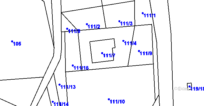 Parcela st. 111/7 v KÚ Karlova Studánka, Katastrální mapa