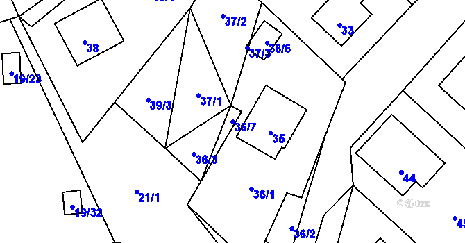 Parcela st. 36/7 v KÚ Karlova Studánka, Katastrální mapa