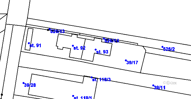 Parcela st. 93 v KÚ Karlova Ves, Katastrální mapa