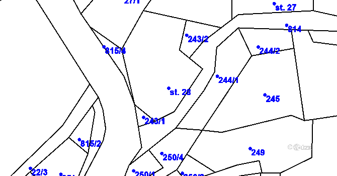 Parcela st. 28 v KÚ Karlovice, Katastrální mapa